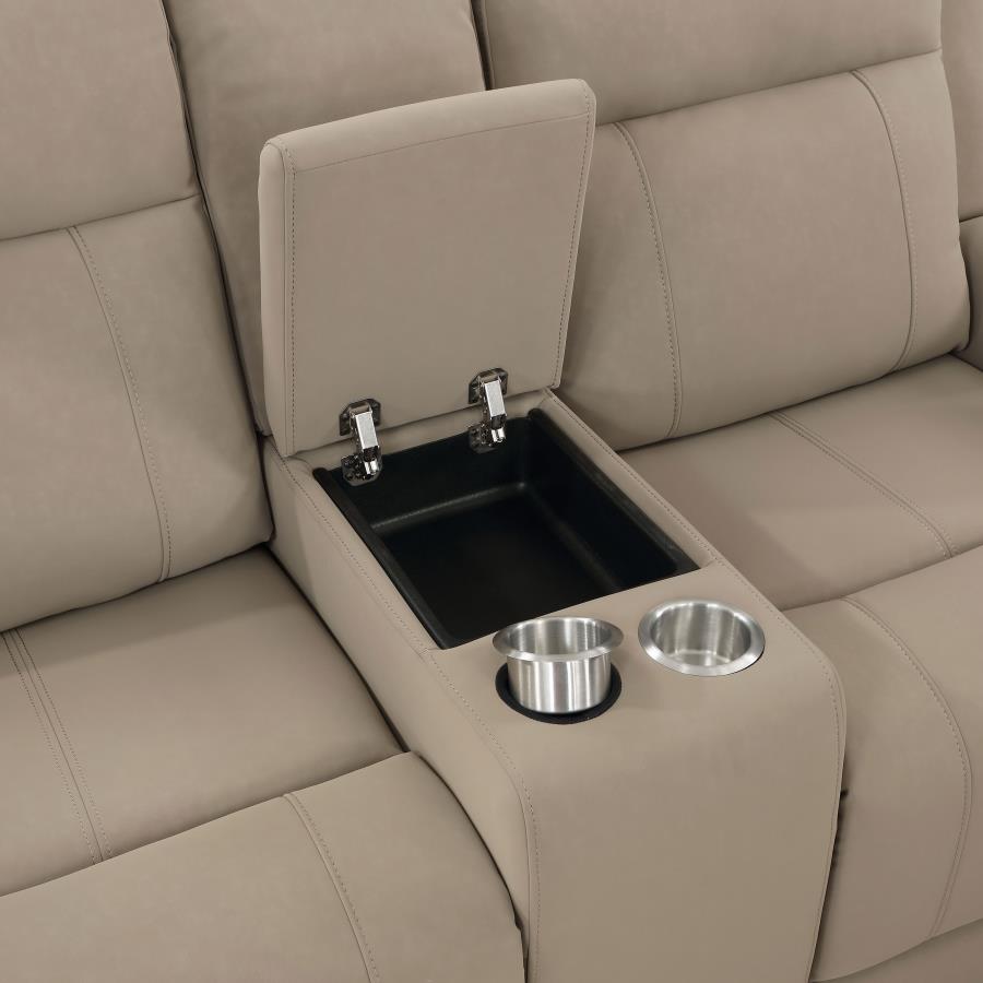 Brentwood Upholstered Motion Reclining Loveseat Taupe view 11