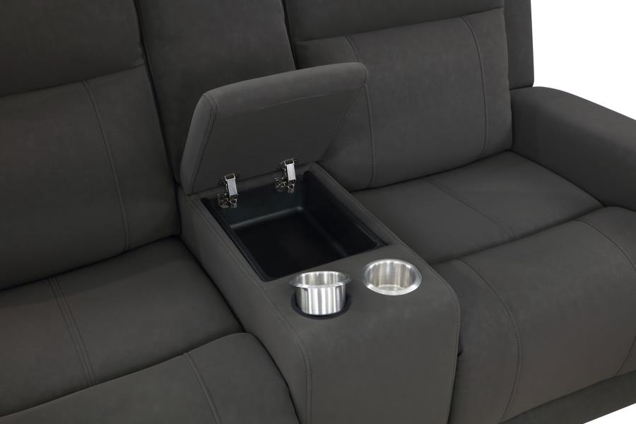 Brentwood Upholstered Reclining Loveseat Dark Charcoal view 12