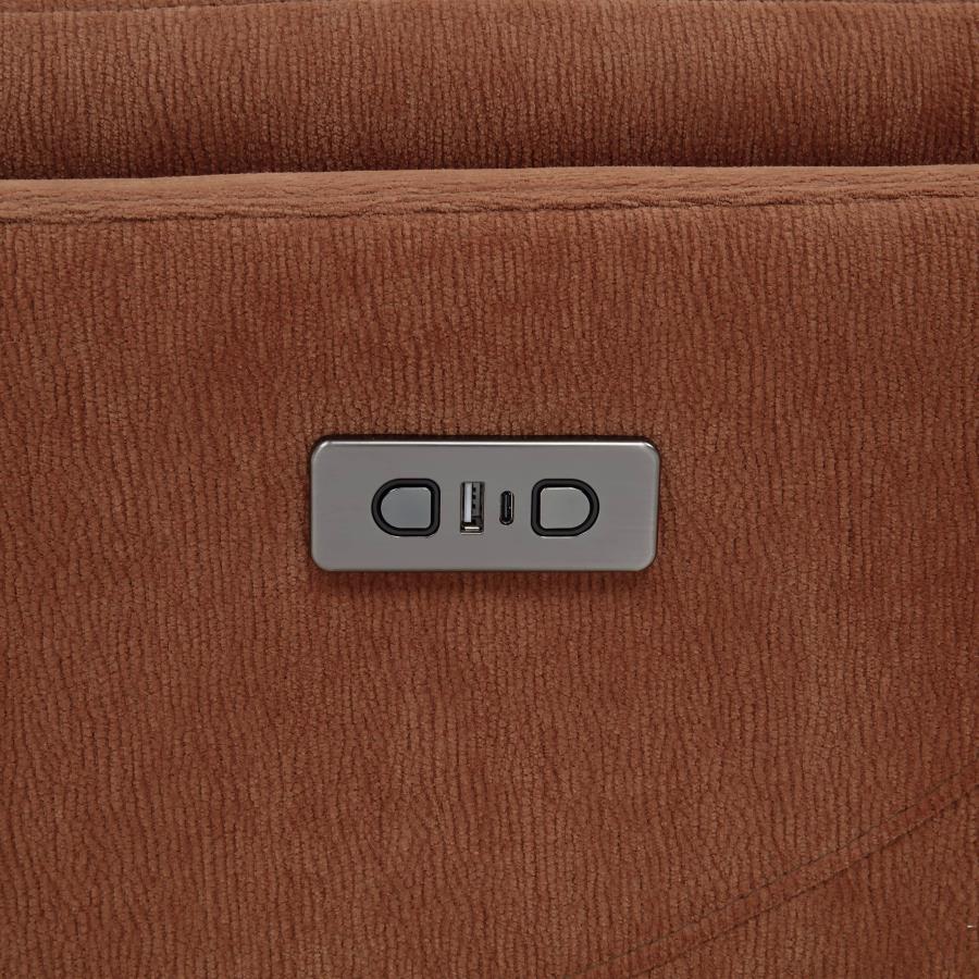 Adler Upholstered Power Swivel Glider Recliner Rust view 9