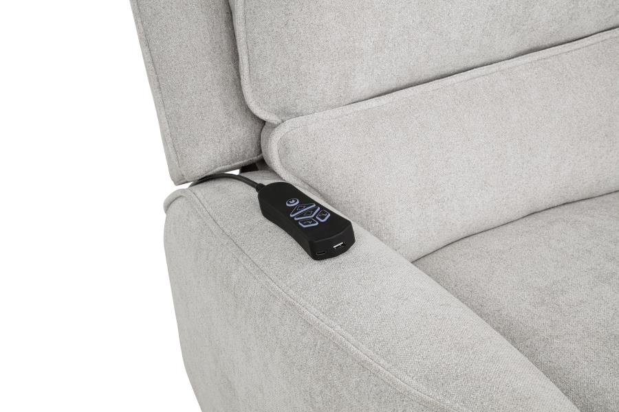 Sylmar Chenille Upholstered Dual Power Lift Recliner Dove Grey view 13
