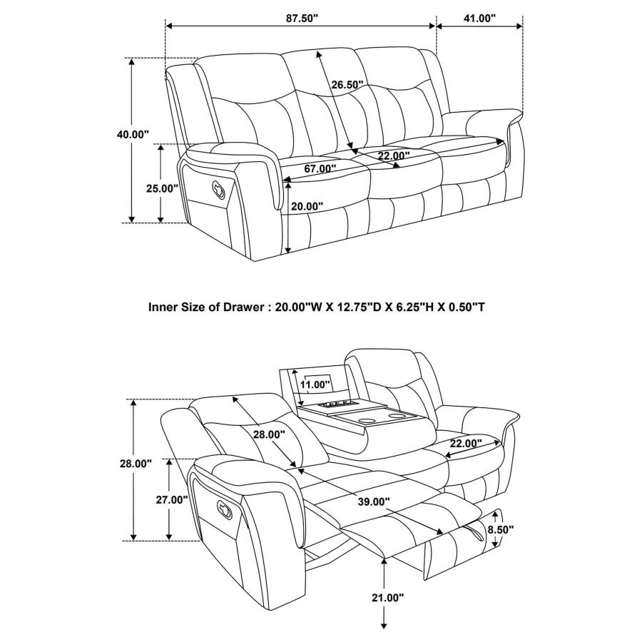 Conrad Upholstered Padded Arm Motion Sofa Grey view 12