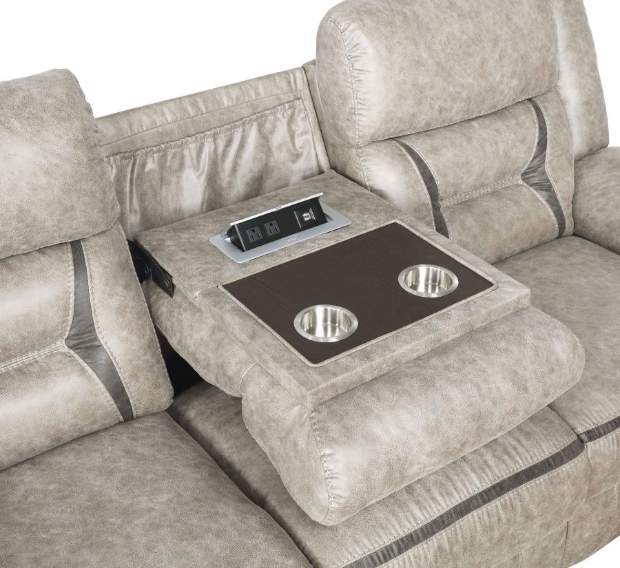 Greer 3-piece Upholstered Reclining Sofa Set Taupe view 10