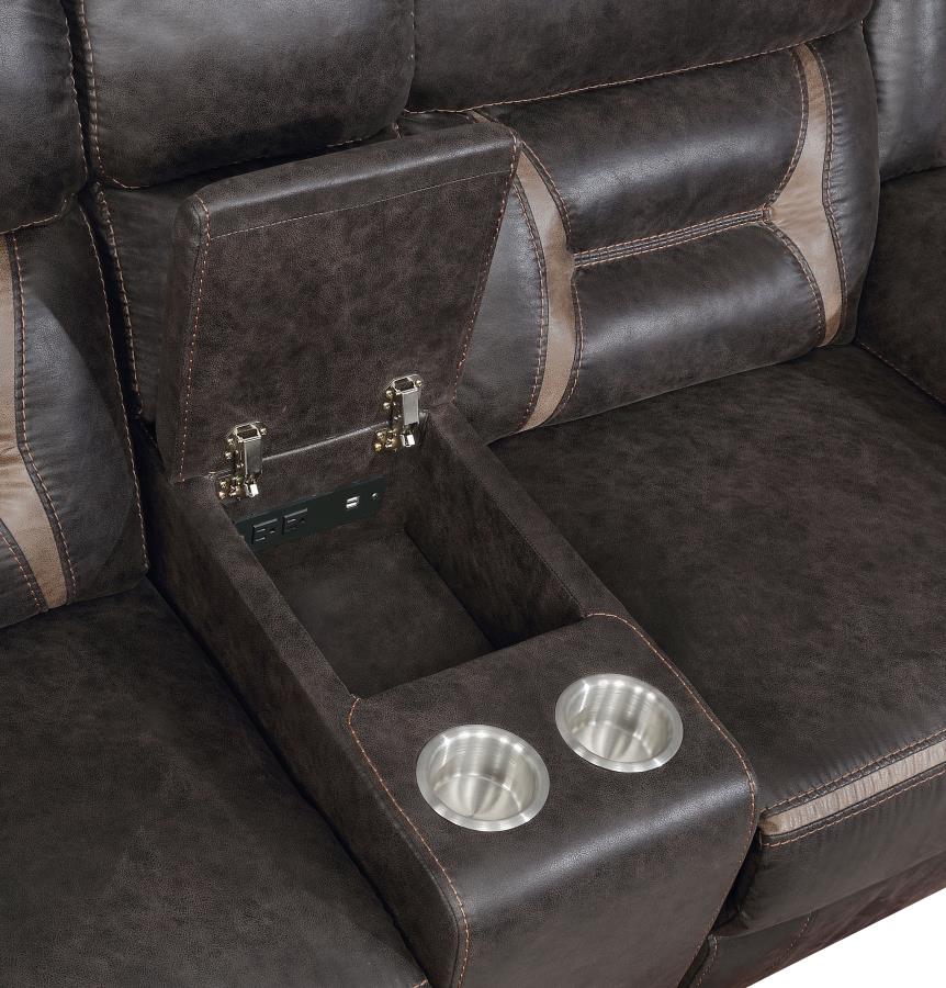 Greer 2-piece Upholstered Reclining Sofa Set Brown view 8