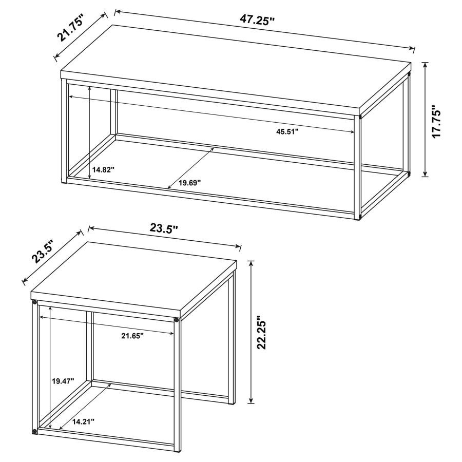 Straden 3-piece Engineered Wood Coffee Table Set Mango and Black view 13