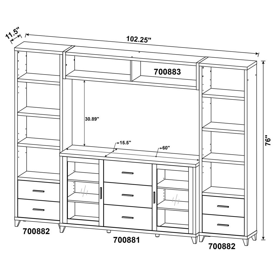 Lewes 4-piece 60-inch TV Entertainment Center Cappuccino view 20