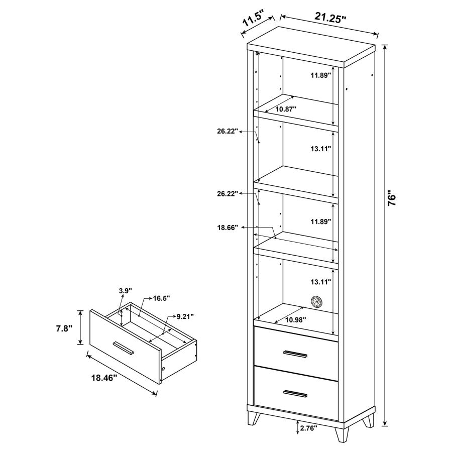 Lewes 4-shelf Engineered Wood Media Tower Cappuccino view 9