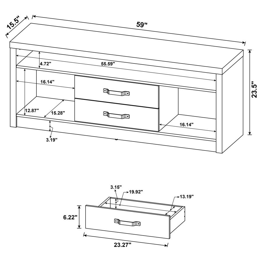 Burke 3-piece 59-inch TV Entertainment Center Grey Driftwood view 17