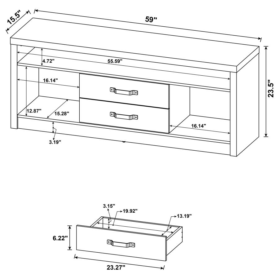 Burke 2-drawer Engineered Wood 59-inch TV Stand Grey Driftwood view 10