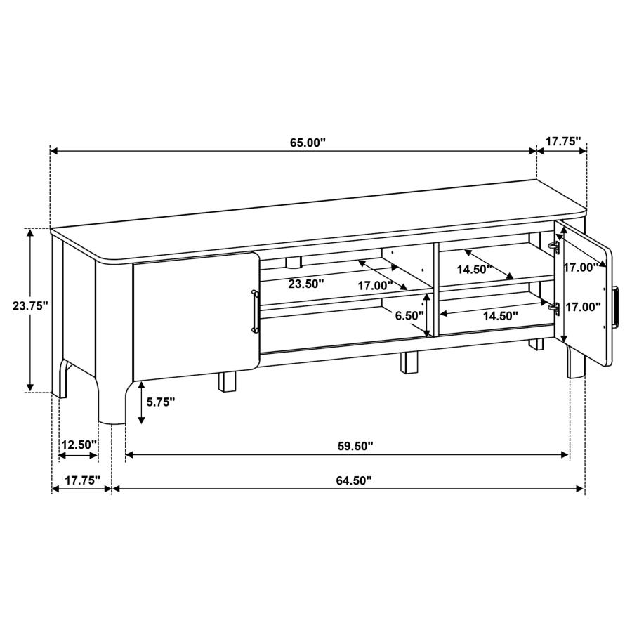 Rowe 65-inch 2-door Wood TV Stand Media Console Light Oak view 15
