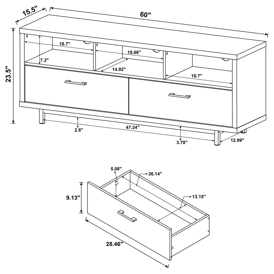 Casey 2-drawer Engineered Wood 60-inch TV Stand White view 9