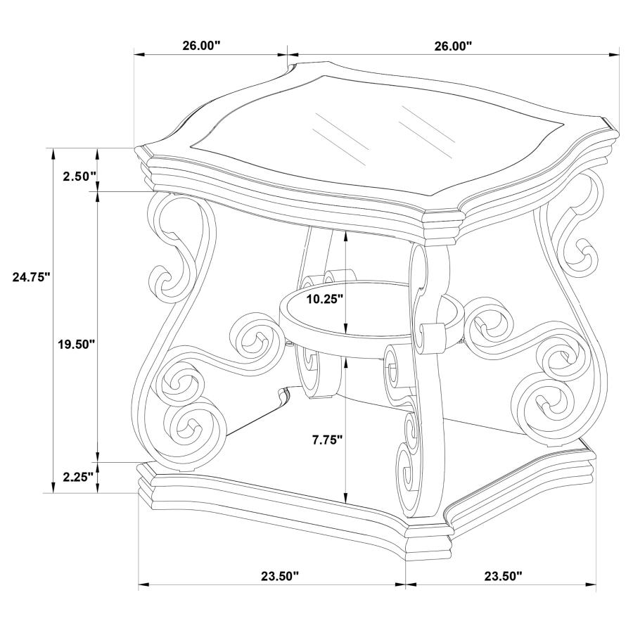 Laney 1-shelf Glass Top Square End Table Deep Merlot view 9