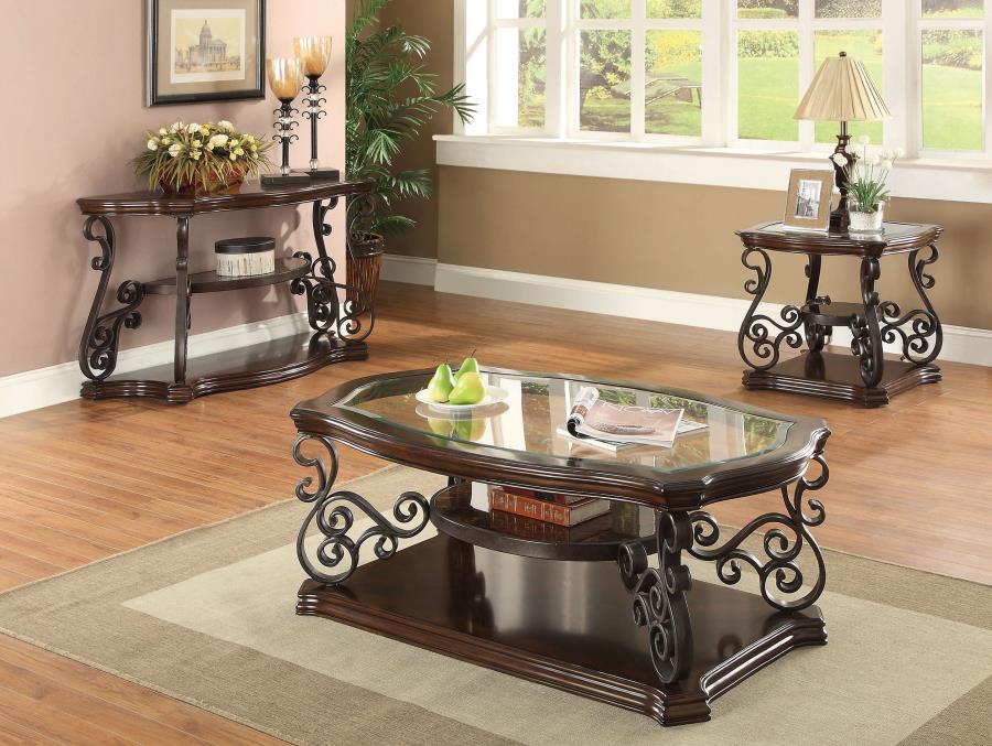 Laney 1-shelf Glass Top Square End Table Deep Merlot view 10