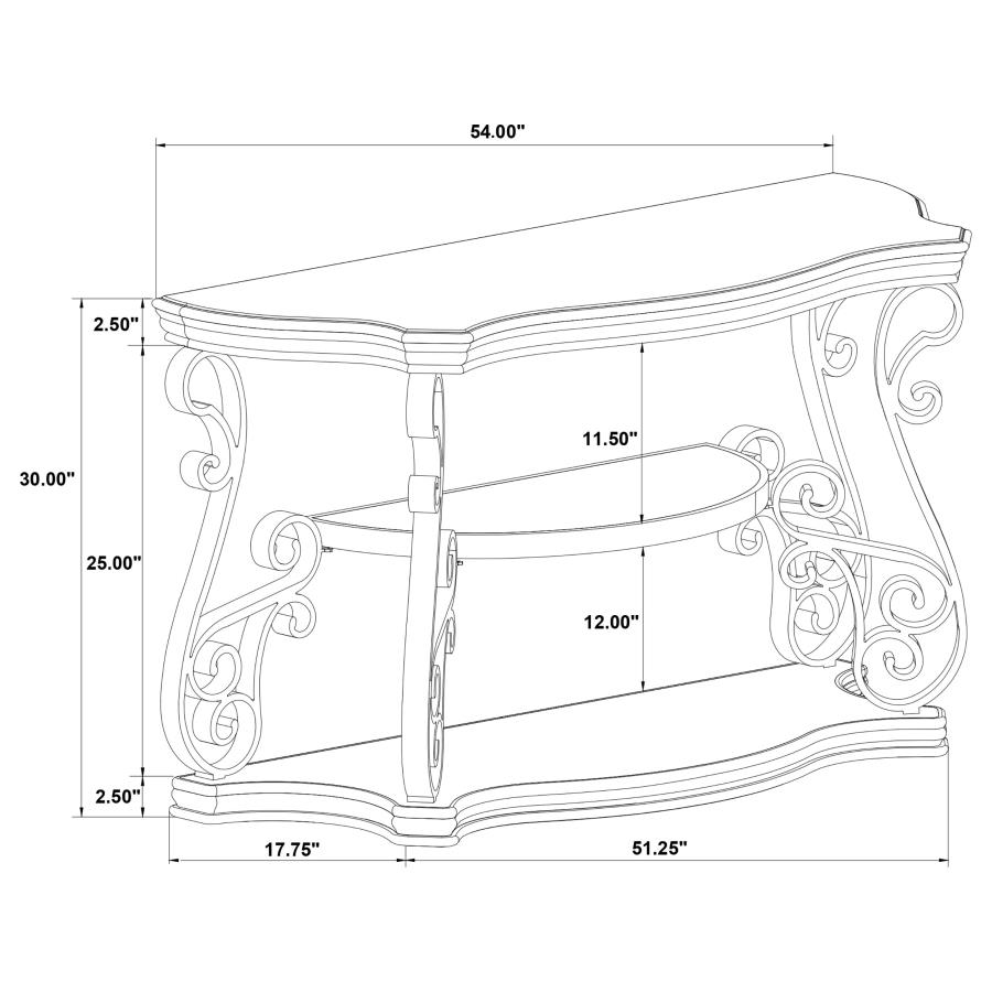 Laney Scrollwork Entryway Sofa Console Table Deep Merlot view 9