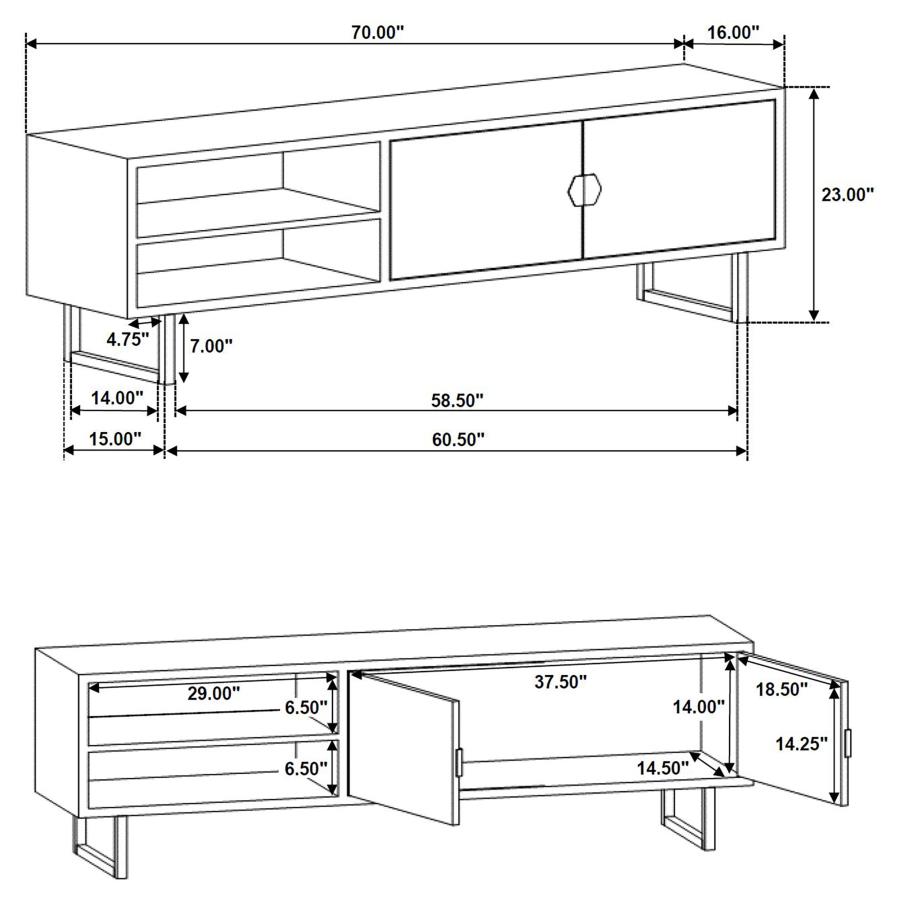 Marsden 2-door Mango Wood 70-inch TV Stand Charcoal Black view 11
