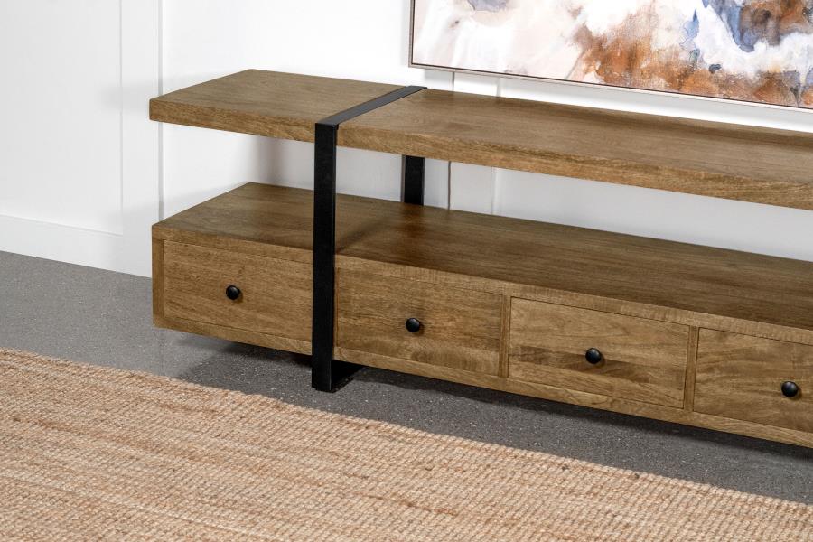Otto 5-drawer Mango Wood 70-inch TV Stand Media Console Brown view 12