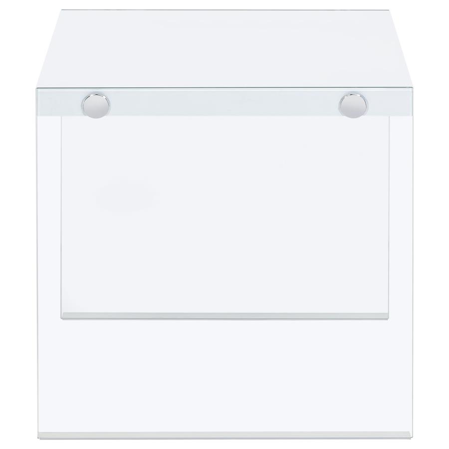 Opal Square Glass Frame Side End Table White High Gloss view 9