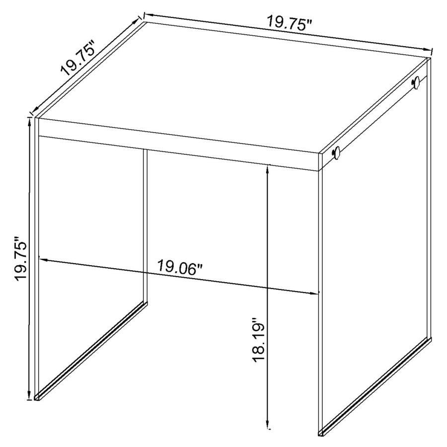 Opal Square Glass Frame Side End Table White High Gloss view 10