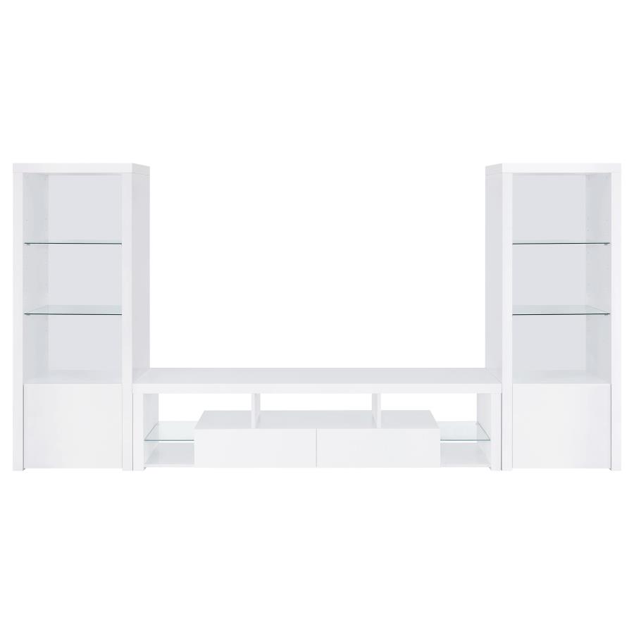 Jude 3-shelf Engineered Wood Media Tower High Gloss White view 10