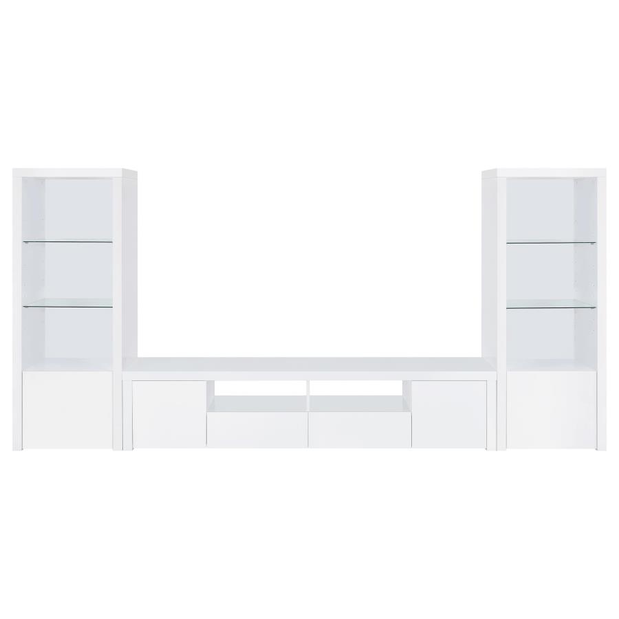 Jude 3-shelf Engineered Wood Media Tower High Gloss White view 11