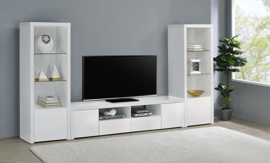 Jude 3-shelf Engineered Wood Media Tower High Gloss White view 13