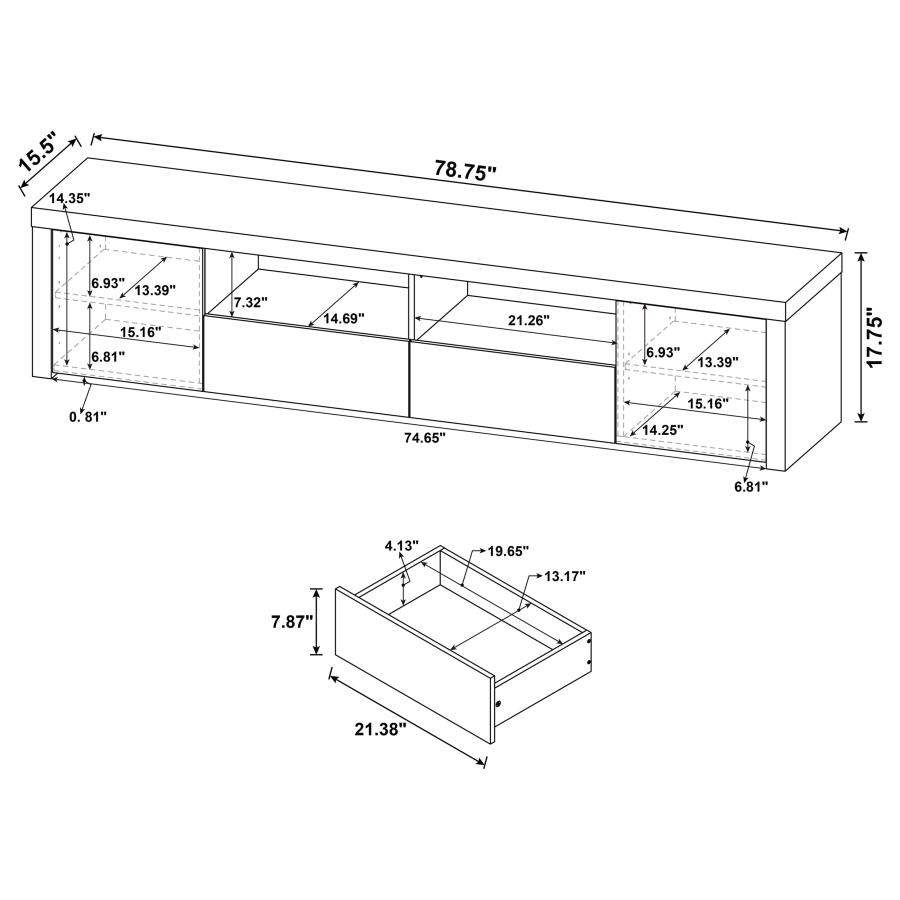 Jude 2-door Engineered Wood 79-inch TV Stand High Gloss White view 12