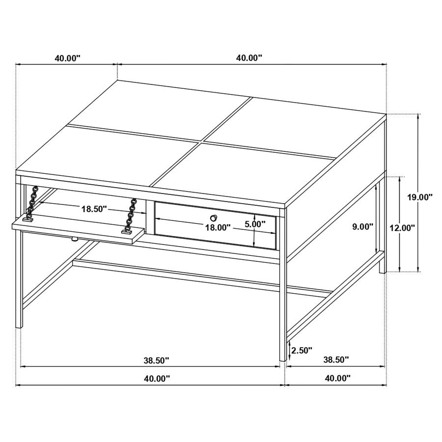 Stephie 4-drawer Square Glass Top Coffee Table Honey Brown view 9