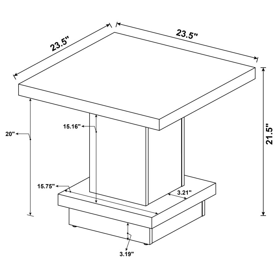 Reston 2-piece Square Coffee and End Table Set Cappuccino view 9