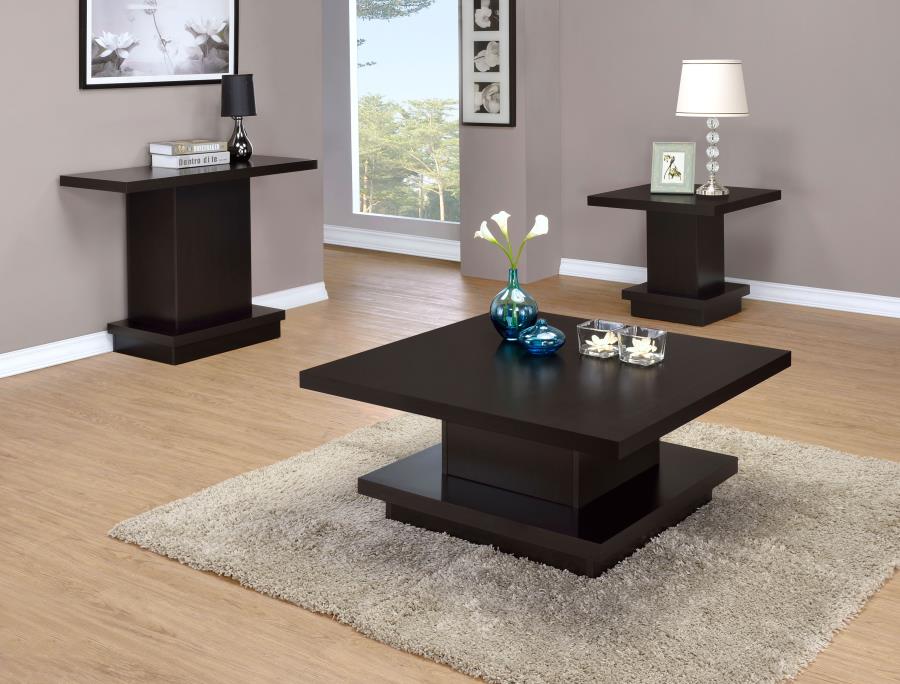 Reston Square Engineered Wood Coffee Table with Casters Cappuccino view 8
