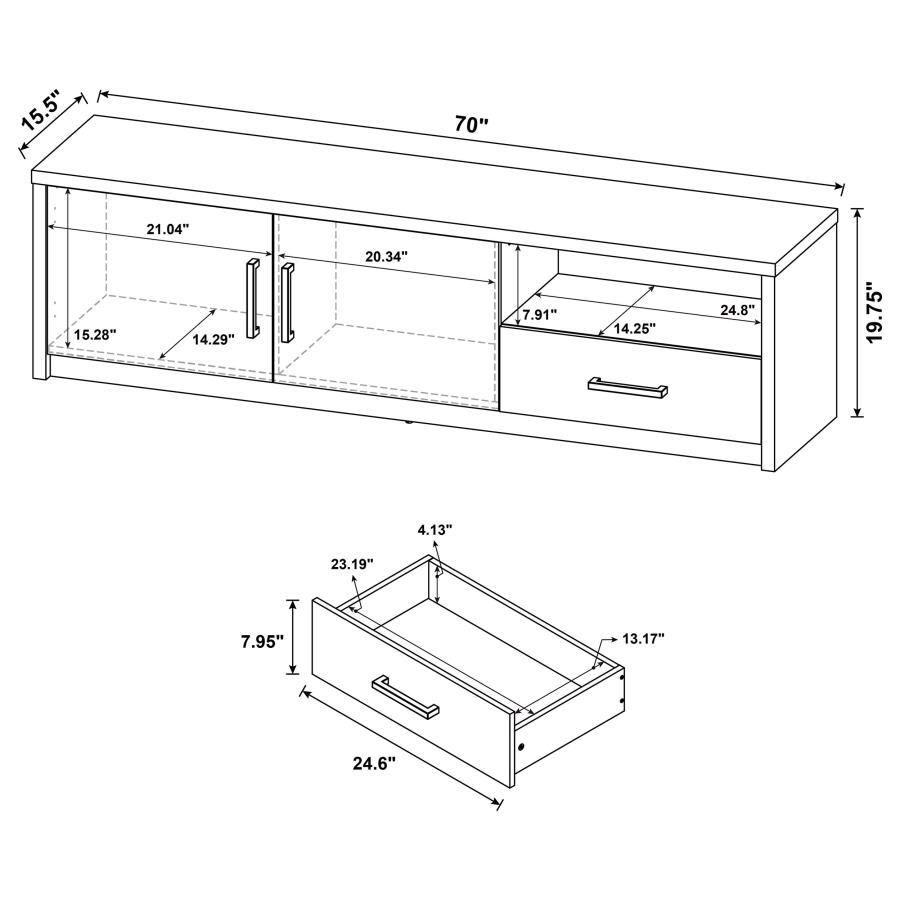 Murray 70-inch 2-door TV Stand Media Console Black view 11
