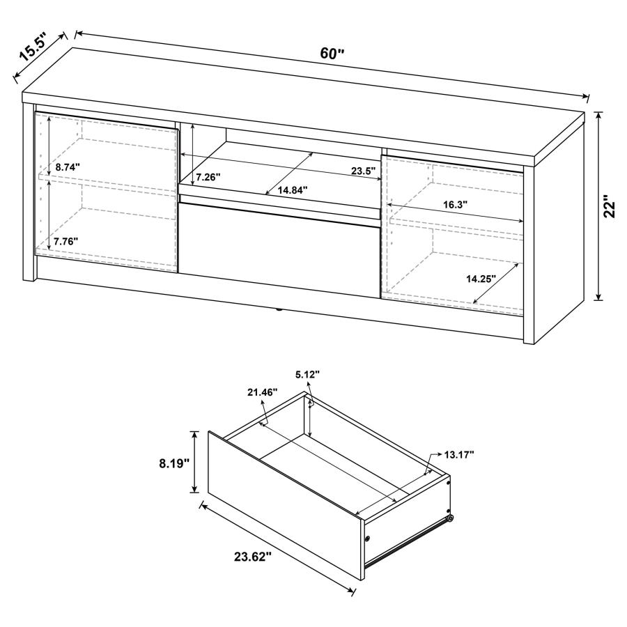 Winfield 3-piece Entertainment Center 60-inch TV Stand Black view 14