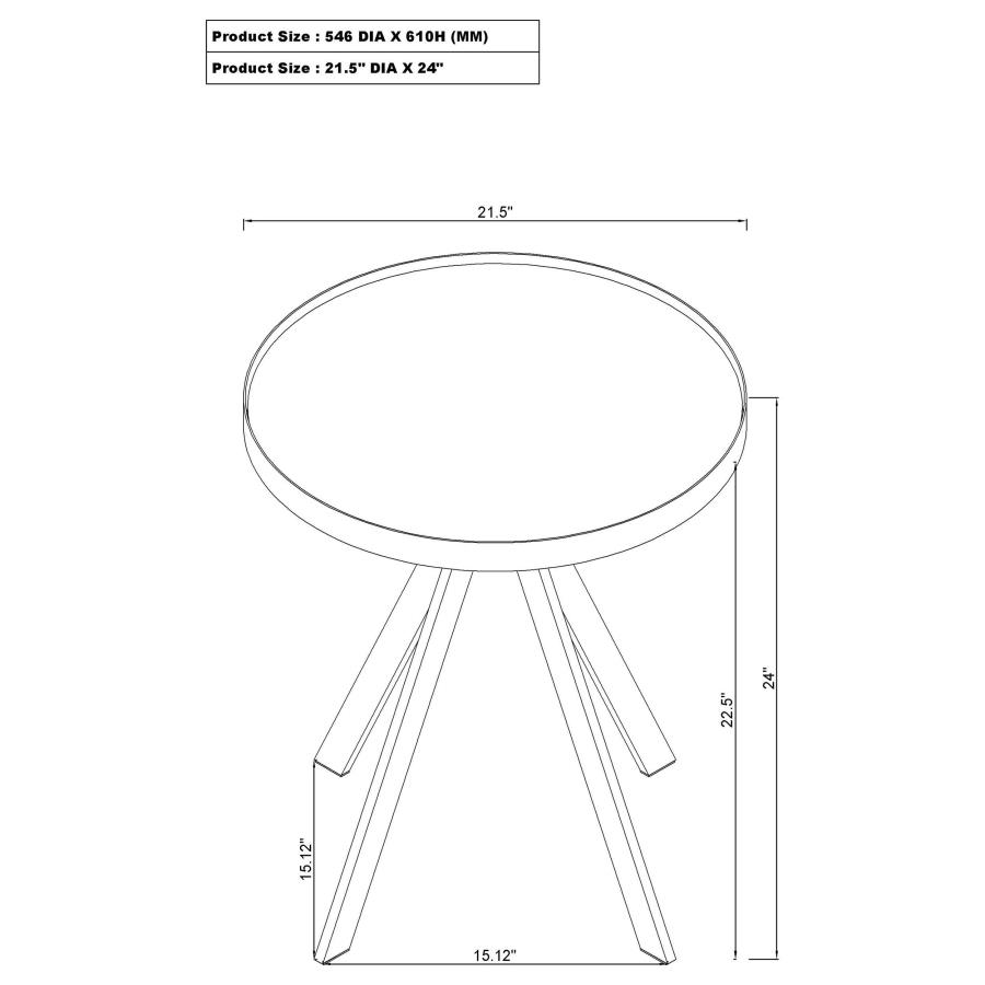 Briggs Round Marble Printed Glass Top End Side Table White view 9