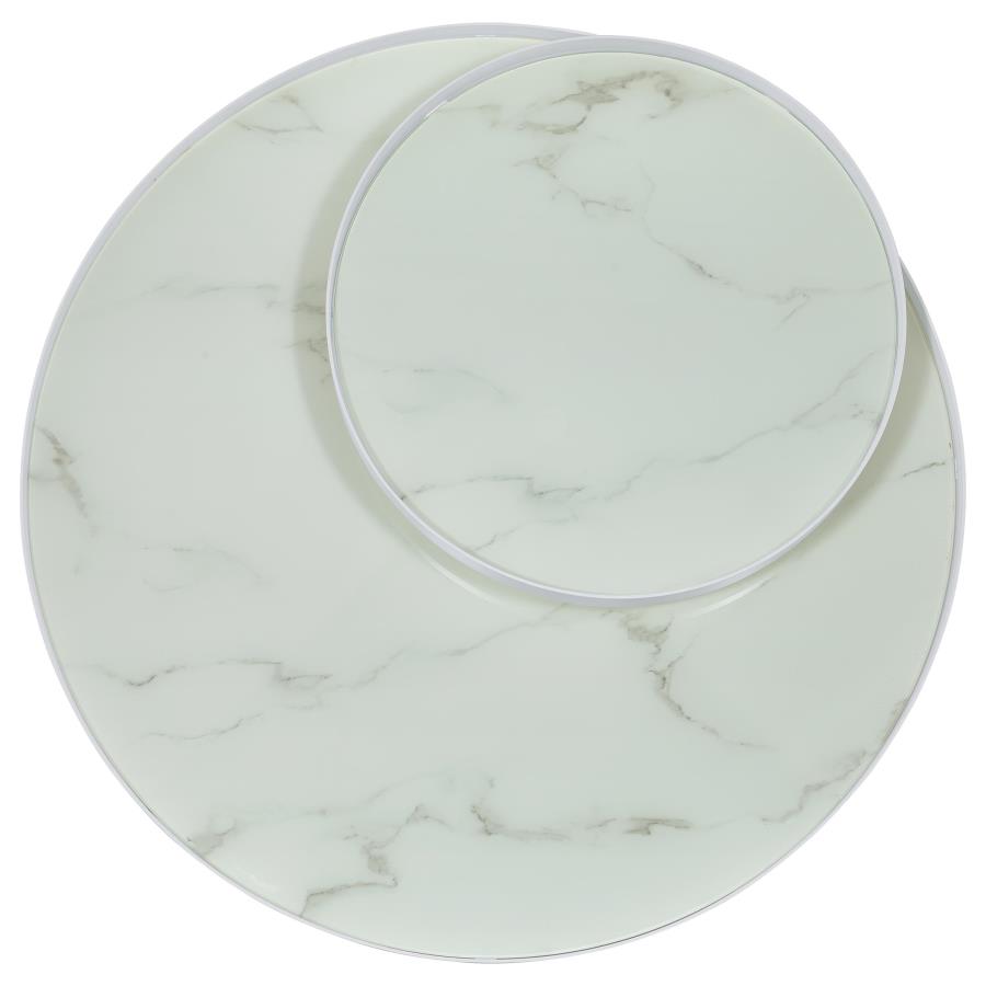 Briggs Round Marble Printed Glass Top Coffee Table White view 10