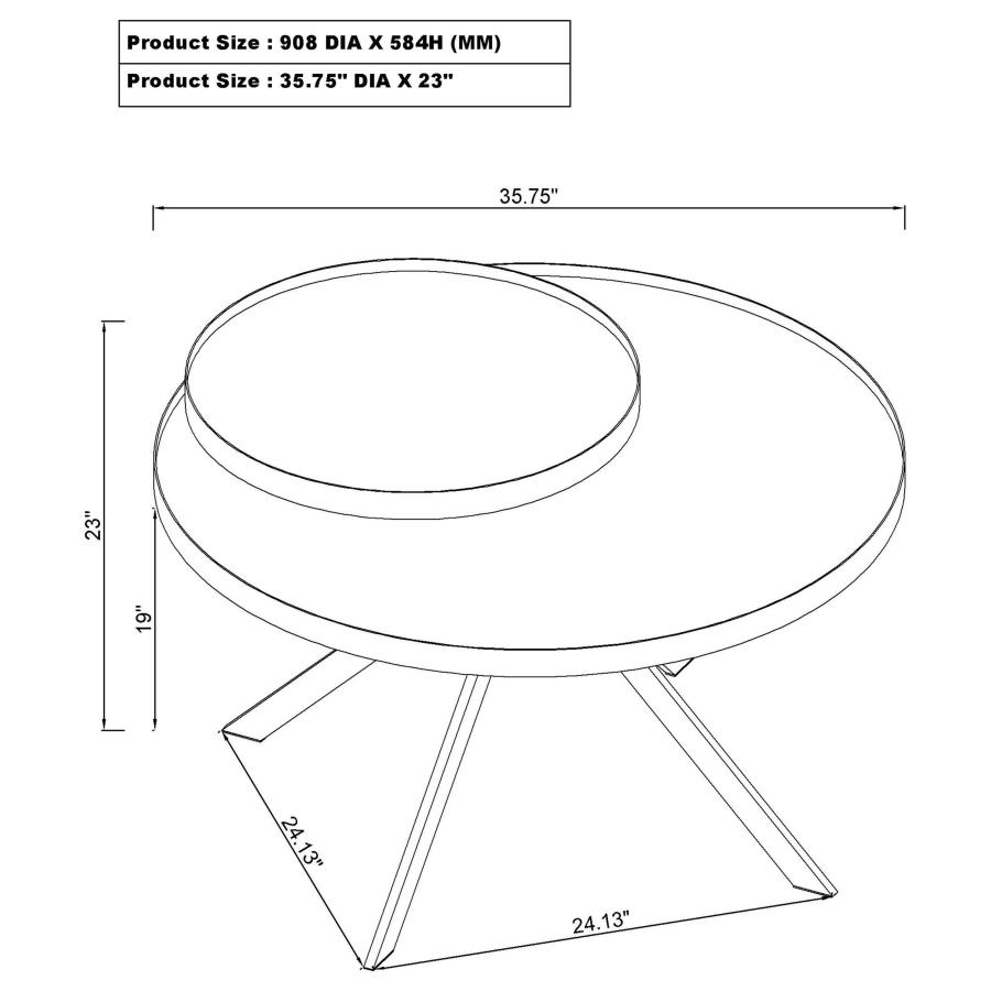 Briggs Round Marble Printed Glass Top Coffee Table White view 12