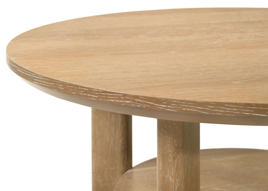 Ottowa 2-piece Round Wood Coffee Table Set Light Oak view 9