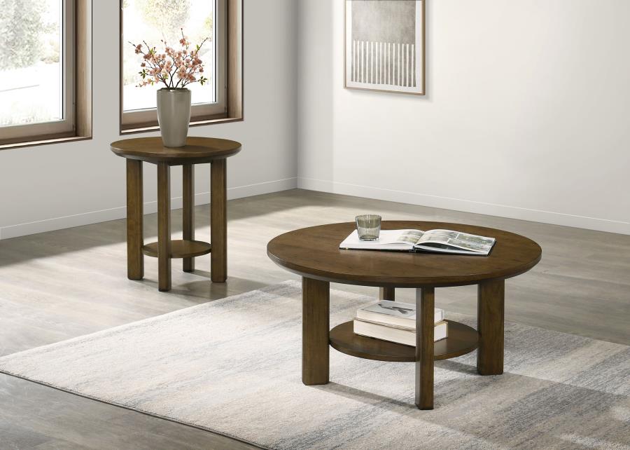 Ottowa 35-inch Round Wood Cocktail Coffee Table Brown view 10