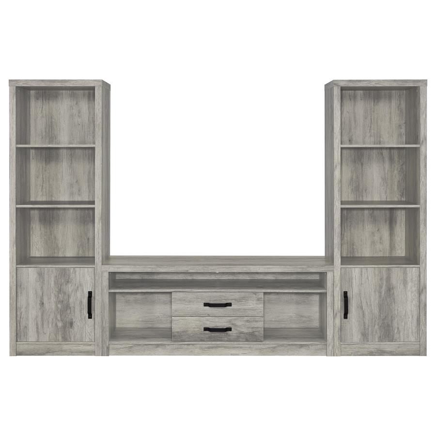 Burke 3-shelf Engineered Wood Media Tower Grey Driftwood view 11