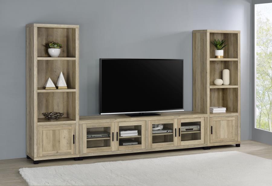 Sachin 3-shelf Engineered Wood Media Tower Distressed Pine view 12