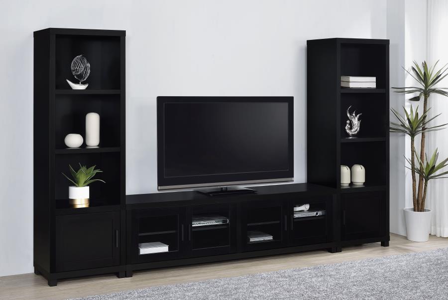 Jupiter 3-shelf Engineered Wood Media Tower Black view 10