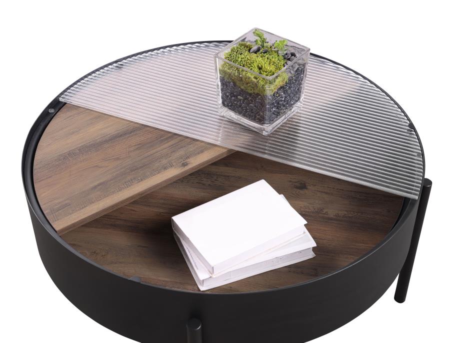 Ozella 2-piece Round Coffee and End Table Set Sandy Black view 9