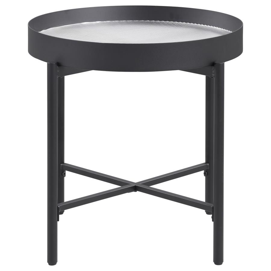 Ozella 2-piece Round Coffee and End Table Set Sandy Black view 11
