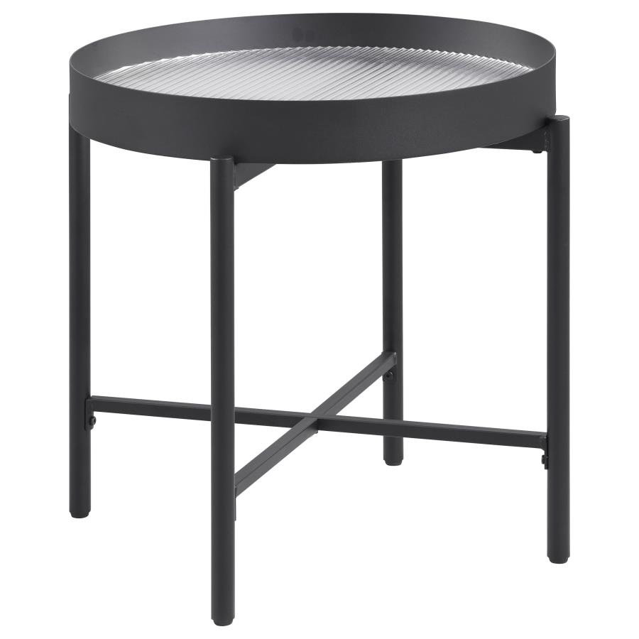 Ozella 3-piece Round Coffee and End Table Set Sandy Black view 10