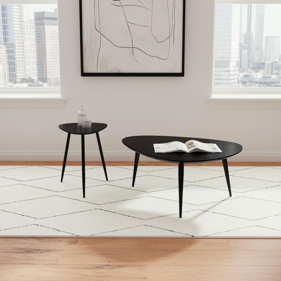 Odessa Triangular Solid Wood End Table Black view 12