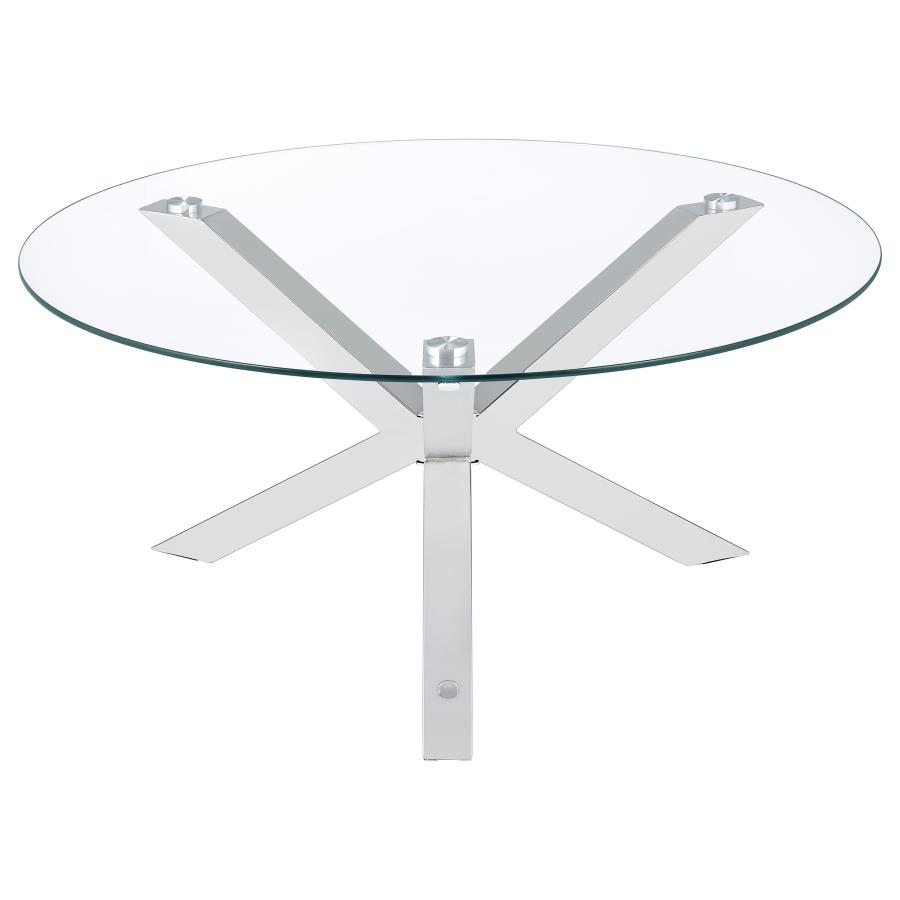 Kenzie 3-piece Round Coffee and End Table Set Chrome view 8