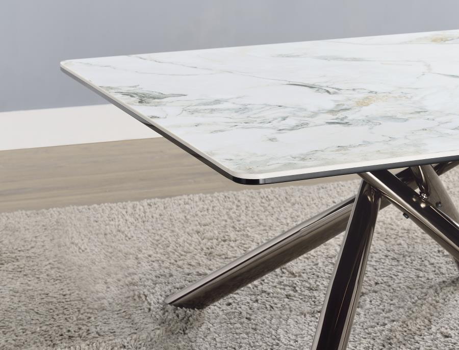 Carvell Square Sintered Stone End Side Table Mirage White view 8