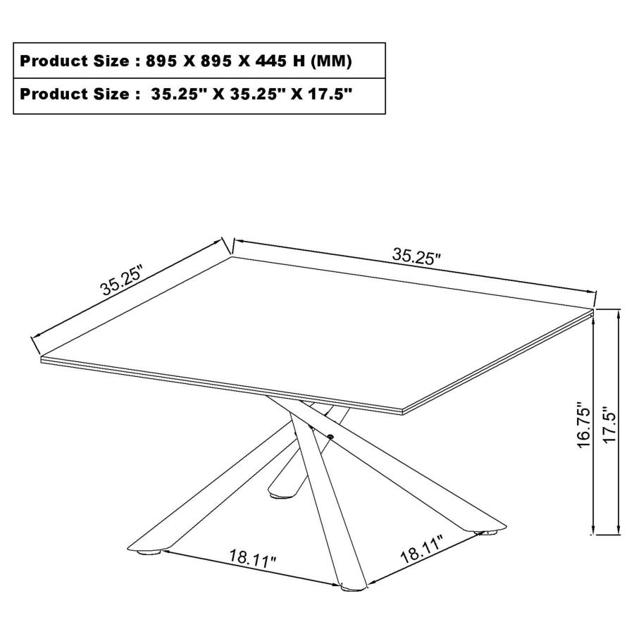 Carvell Square Sintered Stone Top Coffee Table Mirage White view 10