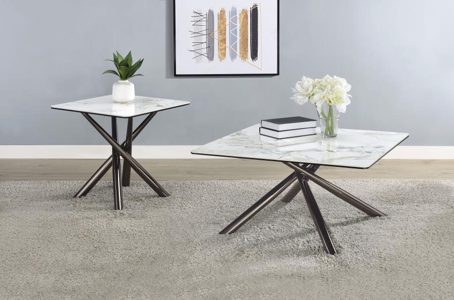 Carvell Square Sintered Stone Top Coffee Table Mirage White view 11