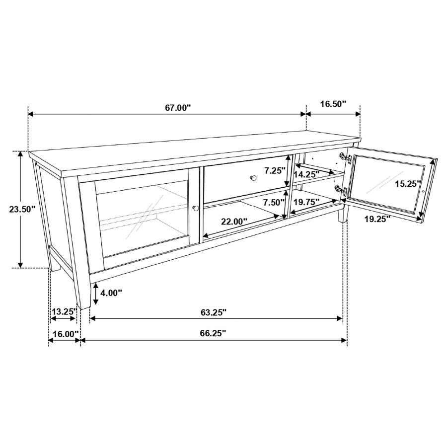 Hollis 2-door Wood 67-inch TV Stand with Drawer Brown and White view 12