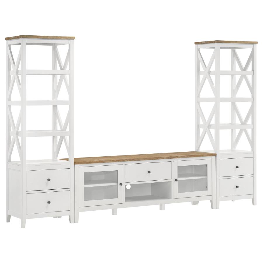 Hollis 2-door Wood 67-inch TV Stand with Drawer Brown and White view 13