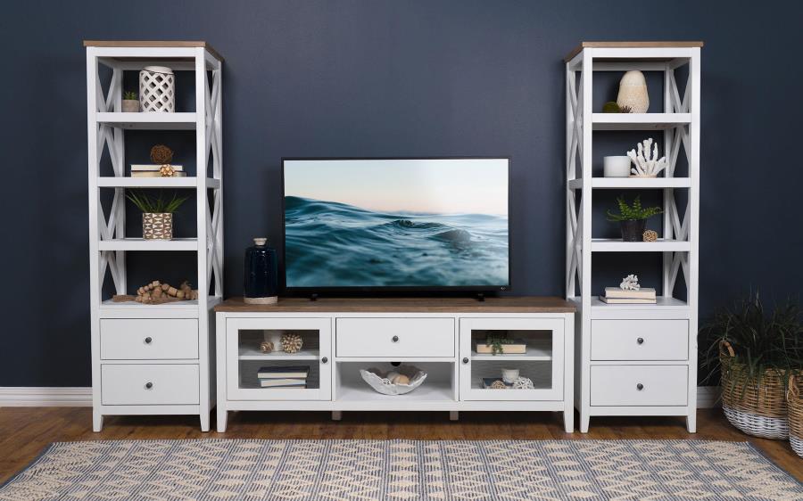 Hollis 2-door Wood 67-inch TV Stand with Drawer Brown and White view 14