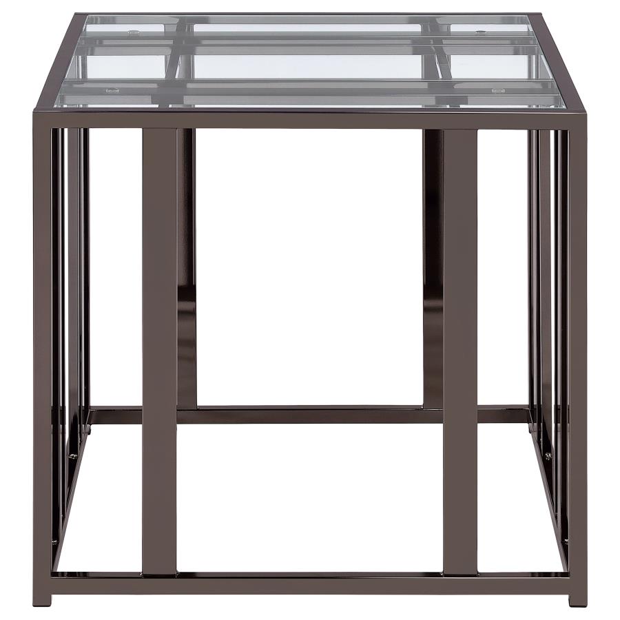 Adri Rectangular Glass Top Side End Table Black Nickel view 9